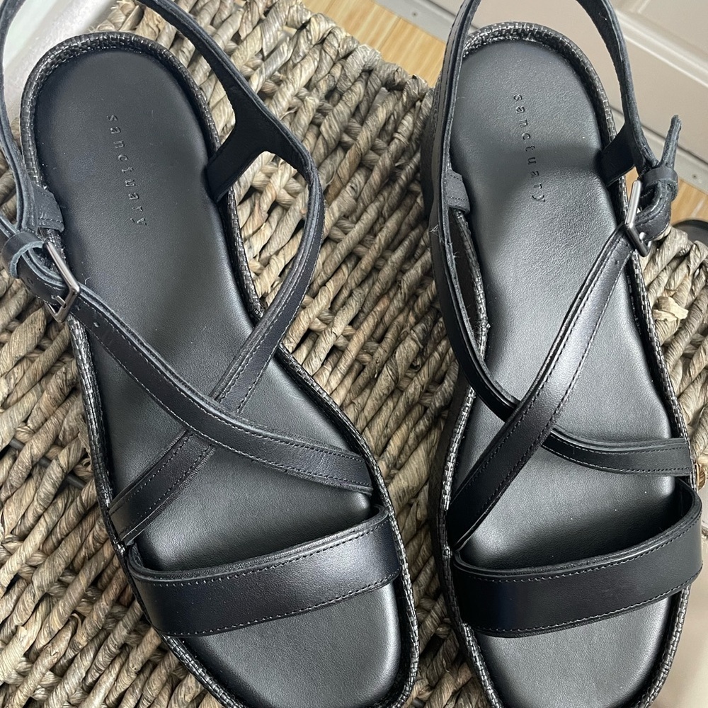 🆕 Size 11 Sanctuary Black Platform Sandals with Chunky Sole - Picture 5 of 6